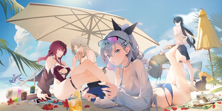 trailblazer, stelle, kafka, silver wolf, blade, and 1 more (honkai and 1 more) drawn by jing_dian_da_mo_dao