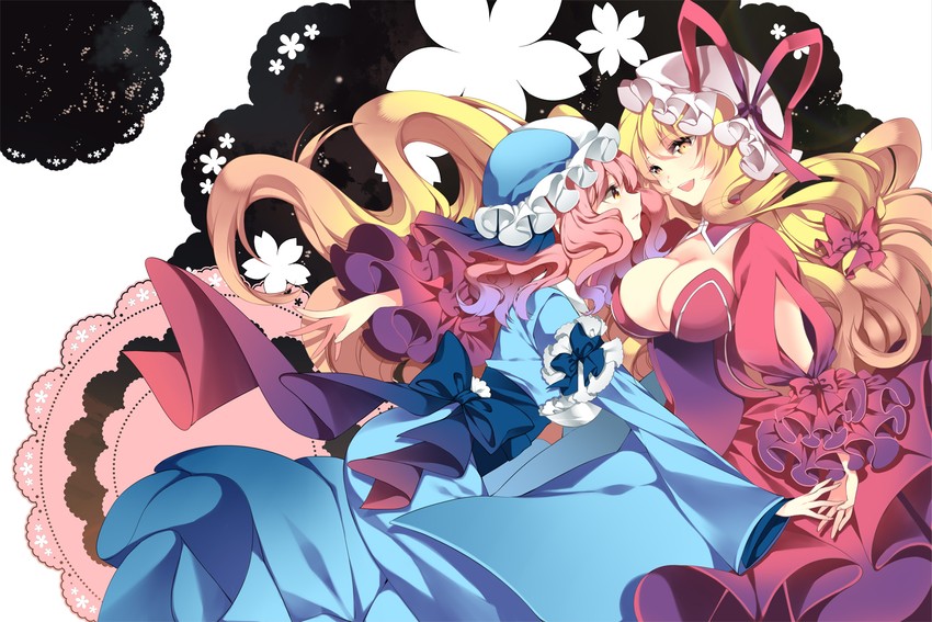 yakumo yukari and saigyouji yuyuko (touhou) drawn by roh_nam_kyung