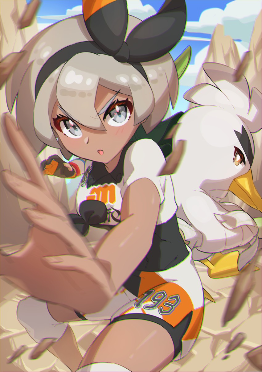 bea and sirfetch'd (pokemon and 1 more) drawn by taisa_(lovemokunae)