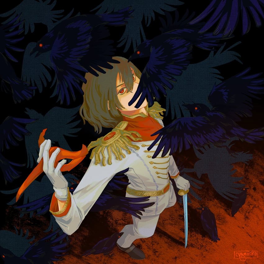 akechi gorou and crow (persona and 1 more) drawn by cyamikko