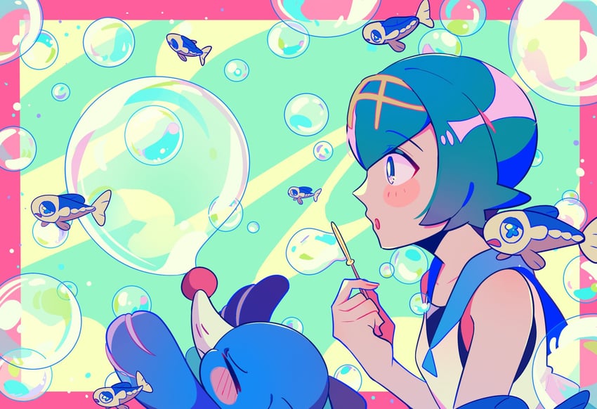 lana, popplio, and wishiwashi (pokemon and 1 more) drawn by selyg15