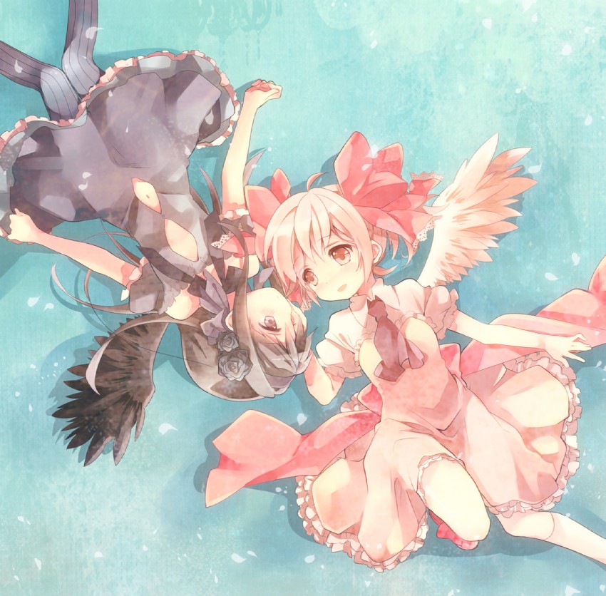 akemi homura and kaname madoka (mahou shoujo madoka magica) drawn by ousaka_nozomi