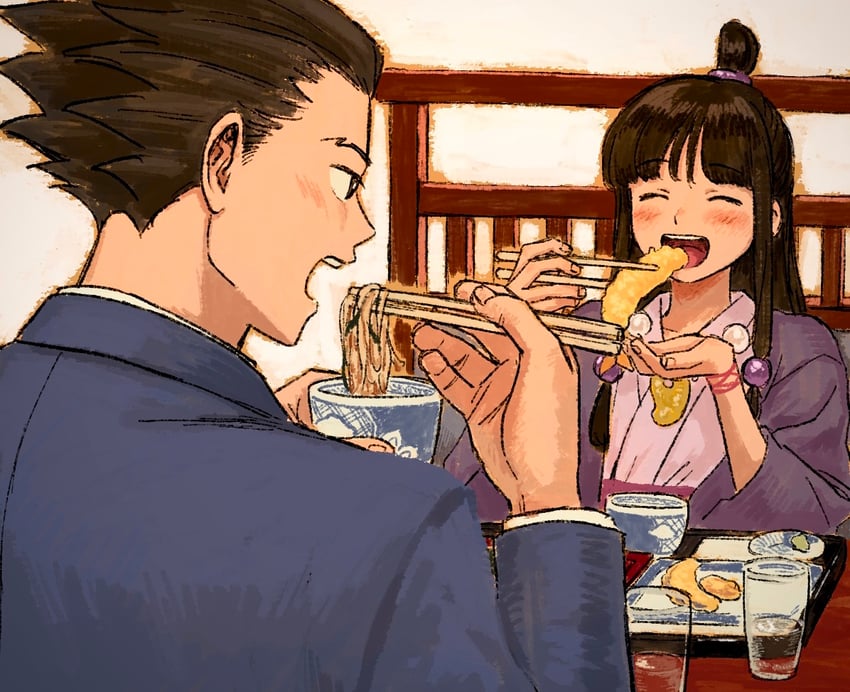 phoenix wright and maya fey (ace attorney) drawn by renshu_usodayo