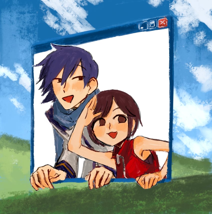 kaito and meiko (vocaloid and 3 more) drawn by nata_shelf
