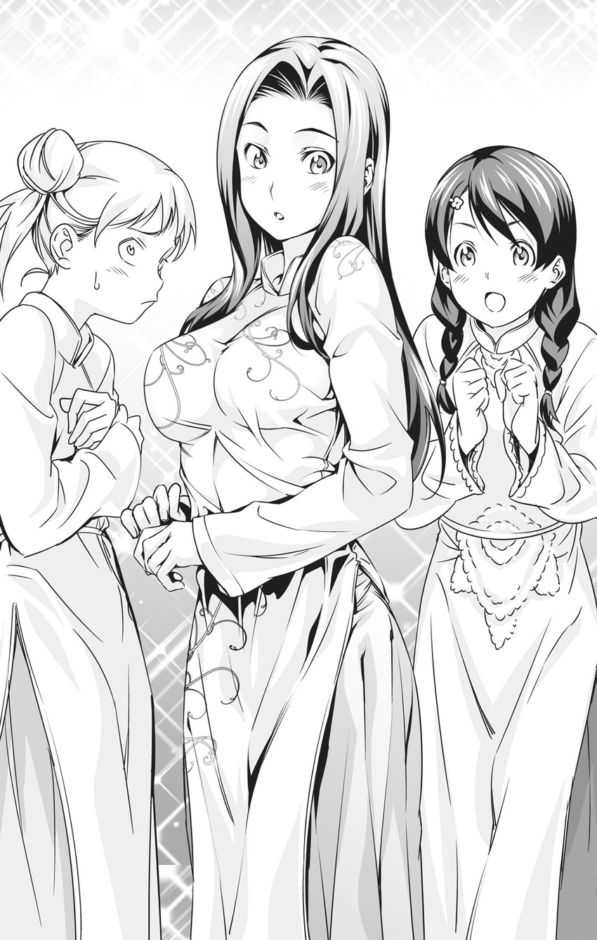 tadokoro megumi, sakaki ryouko, and yoshino yuuki (shokugeki no souma) drawn by saeki_shun