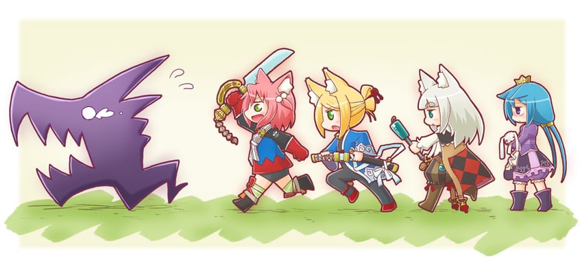 fighter, harukara, samurai, princess, momomeno, and 3 more (7th dragon) drawn by naga_u