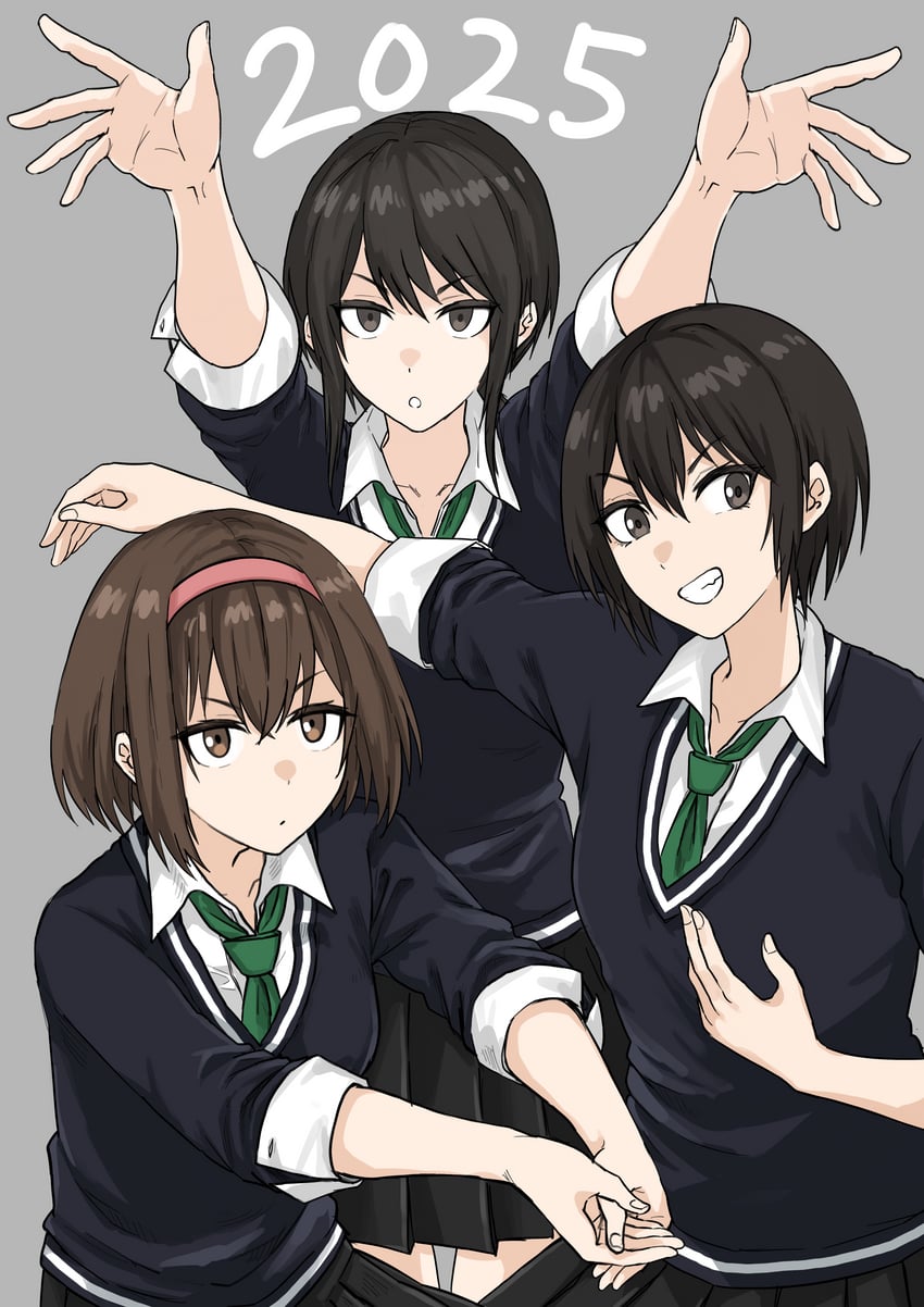 isurugi yui, igarashi mikoto, and sakuma shiho (original) drawn by fuku_(fuku12290574)