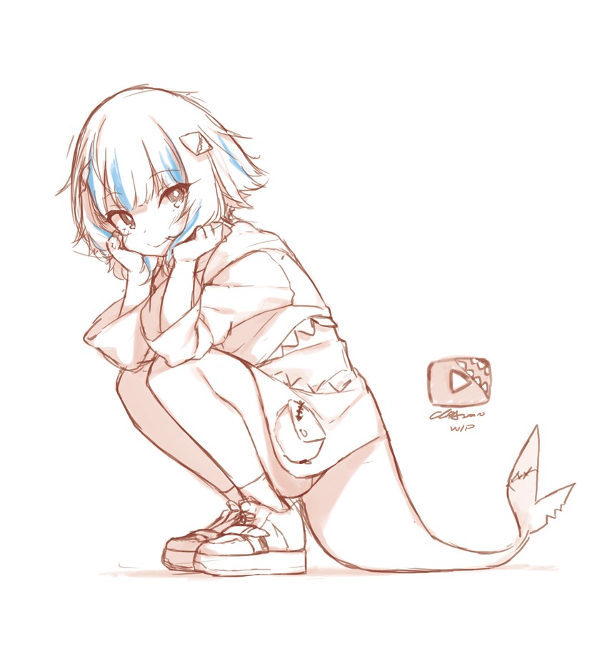 gawr gura (hololive and 1 more) drawn by cloba