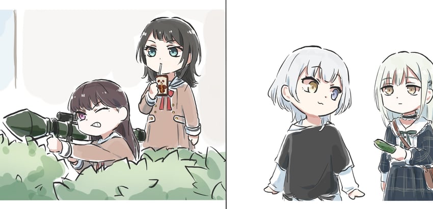 shiina taki, wakaba mutsumi, yahata umiri, and kaname raana (bang dream! and 1 more) drawn by lyy