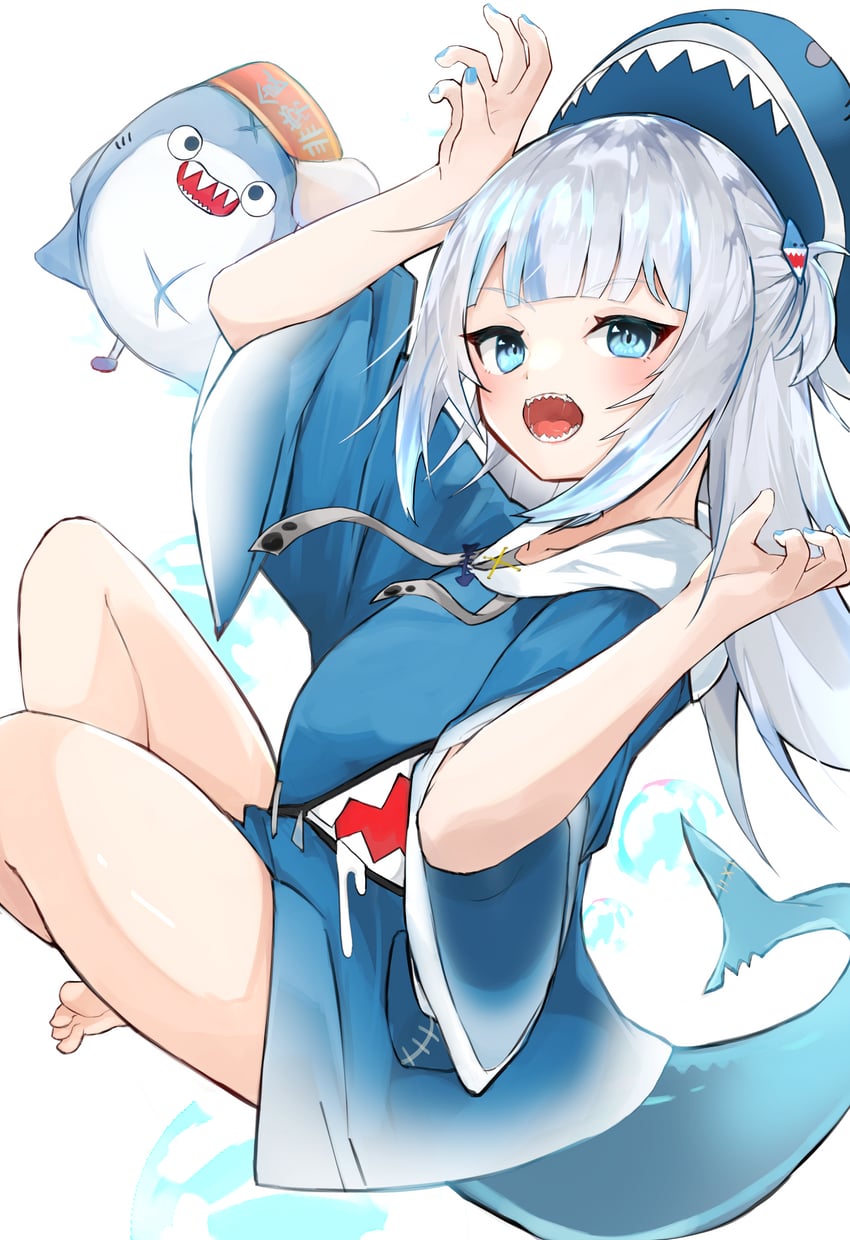 gawr gura and bloop (hololive and 1 more) drawn by chankuro