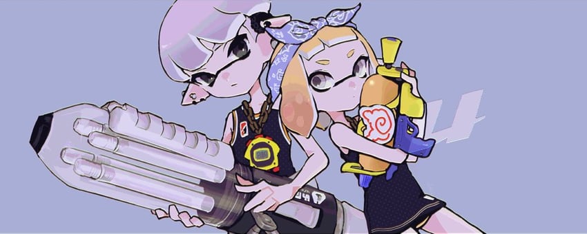 inkling player character, inkling girl, and inkling boy (splatoon) drawn by imaikuy0