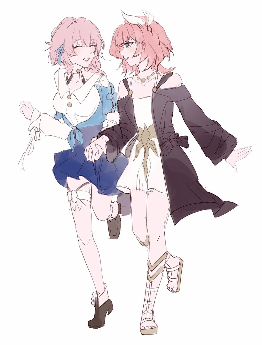 march 7th and cyrene (honkai and 1 more) drawn by arinyawa