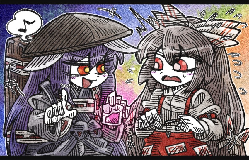 reisen udongein inaba and fujiwara no mokou (touhou and 1 more) drawn by suenari_(peace)