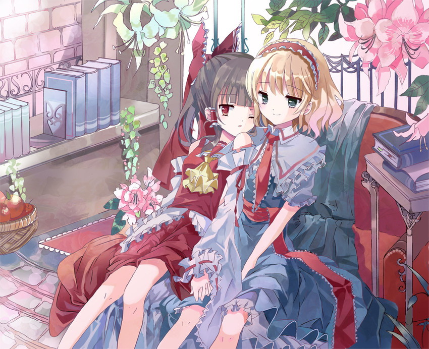 hakurei reimu and alice margatroid (touhou) drawn by cierra_(ra-bit)