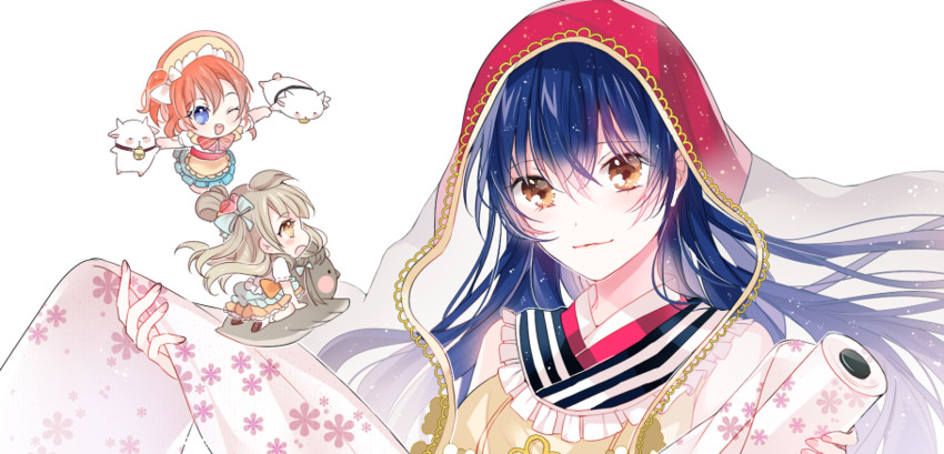 sonoda umi, minami kotori, and kosaka honoka (love live! and 3 more) drawn by nennen