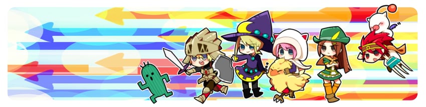 moogle, white mage, black mage, sabotender, monk, and 1 more (final fantasy and 1 more) drawn by sakaduki_chako