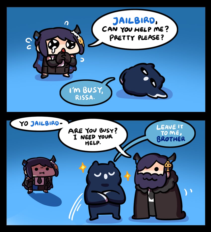 nerissa ravencroft, jailbird, and malphis ravencroft ii (hololive and 1 more) drawn by keenbiscuit