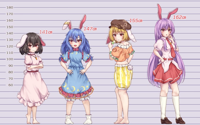 reisen udongein inaba, inaba tewi, seiran, and ringo (touhou) drawn by mizunisabano