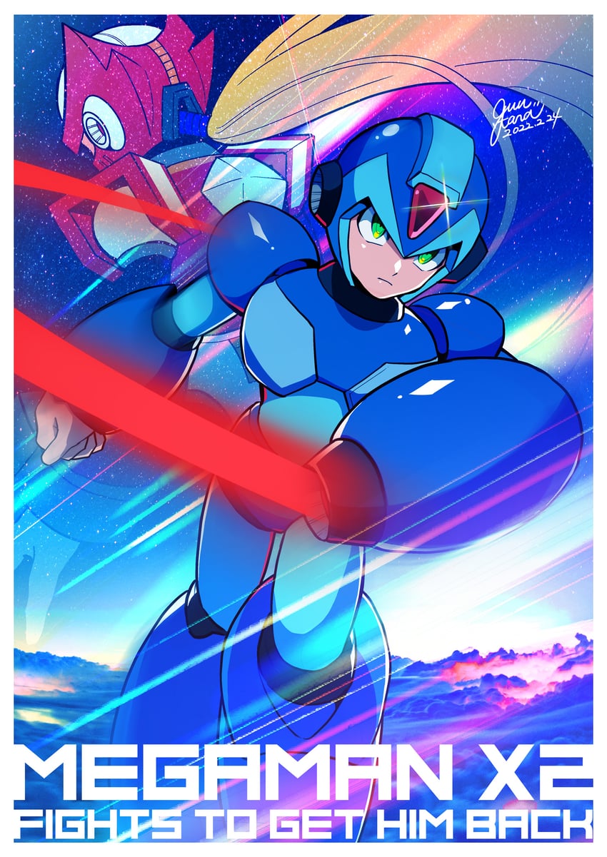 zero and x (mega man and 2 more) drawn by guutara
