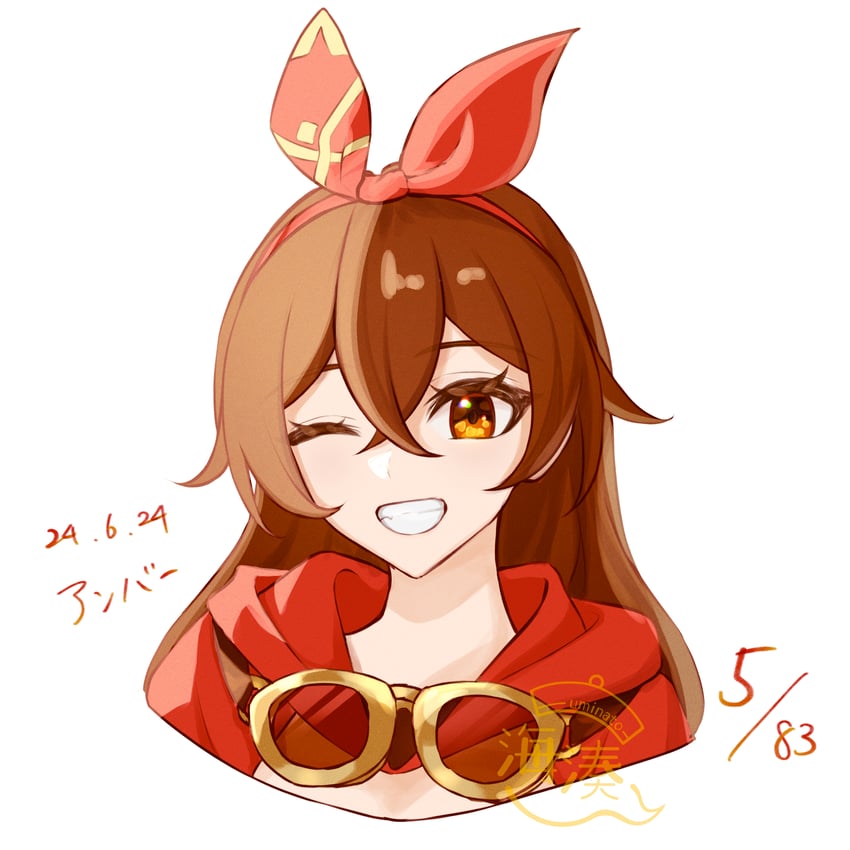 amber (genshin impact) drawn by uminato