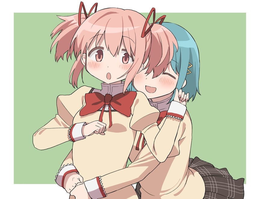 kaname madoka and miki sayaka (mahou shoujo madoka magica) drawn by cocoa_(ultra_mdk)