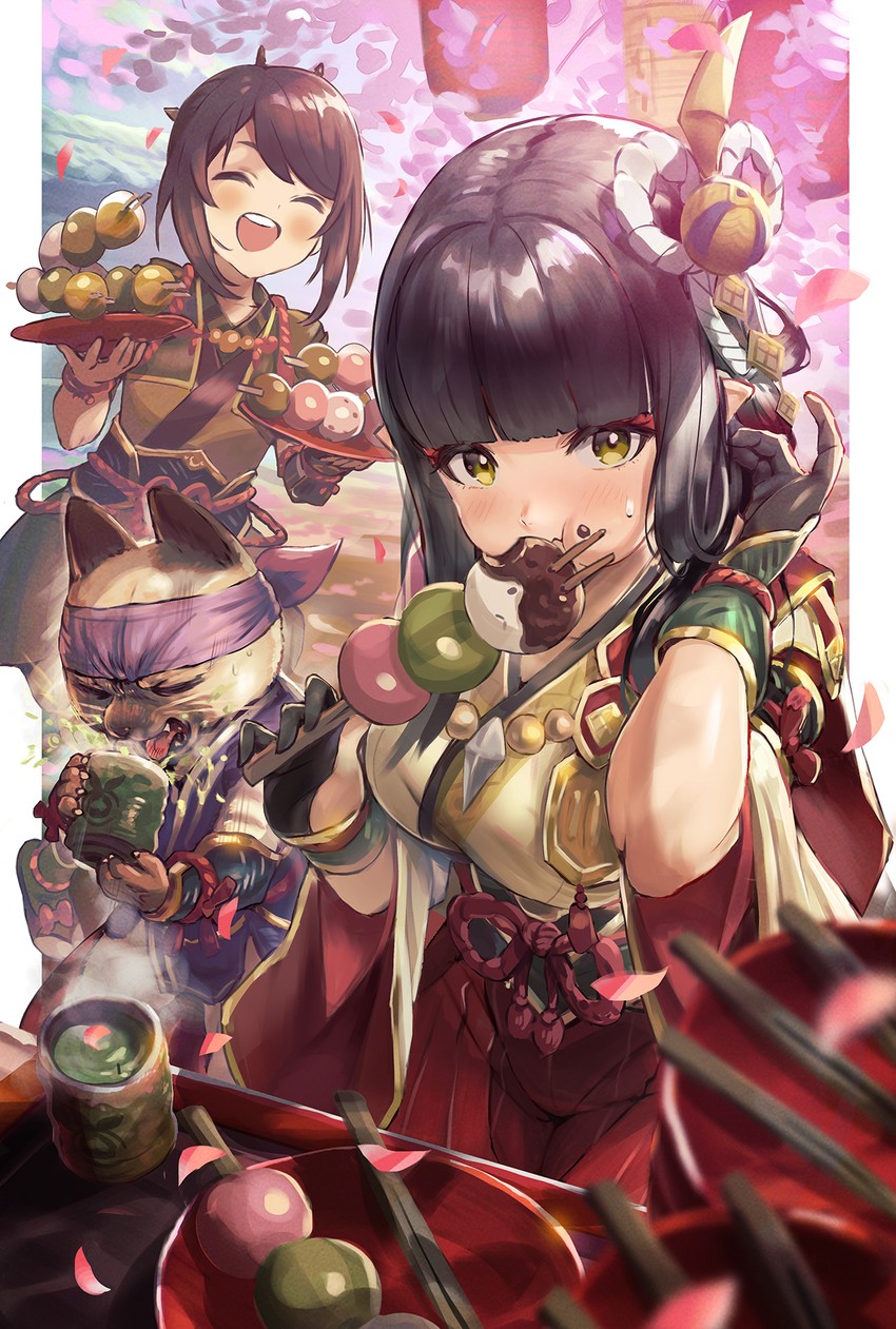 hinoa and yomogi (monster hunter and 1 more) drawn by inoki-08