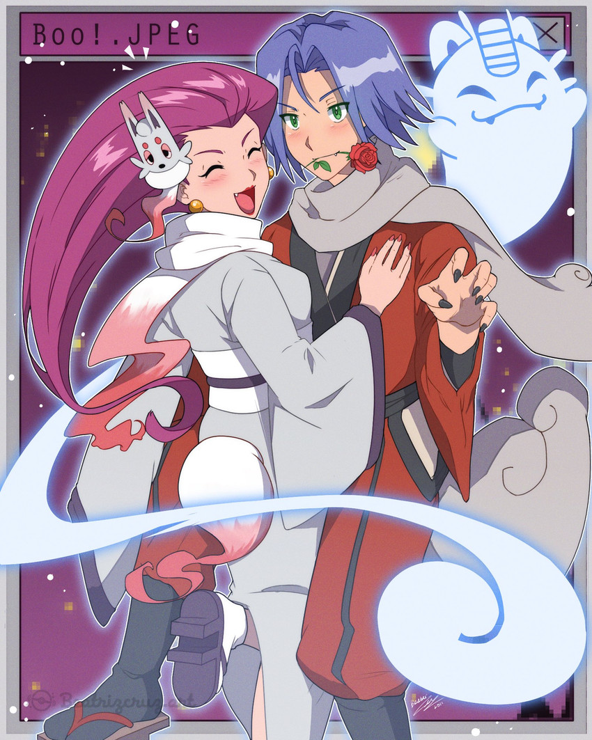 jessie, james, meowth, and hisuian zorua (pokemon) drawn by cruz02art