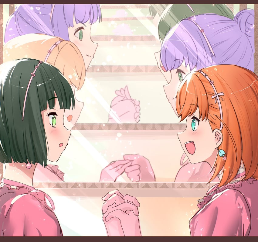 hinoshita kaho, otomune kozue, momose ginko, and ogami sachi (love live! and 1 more) drawn by jyon