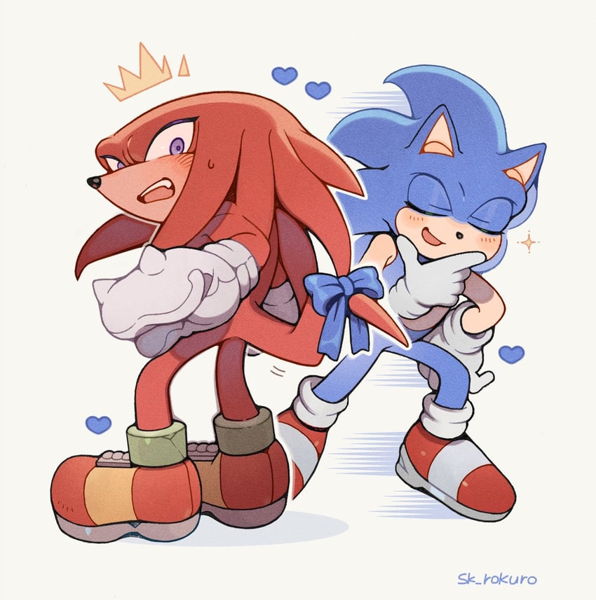 sonic the hedgehog and knuckles the echidna (sonic) drawn by sk_rokuro