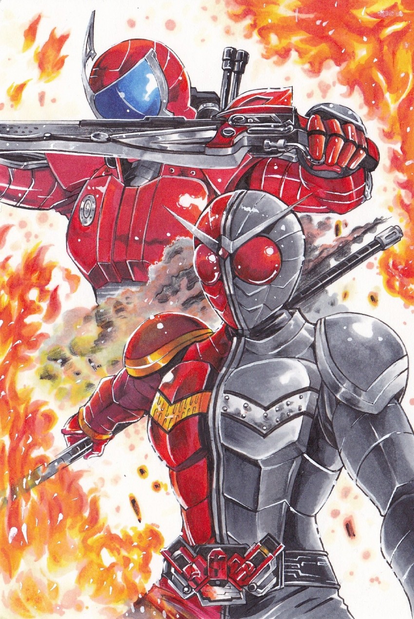 kamen rider double and kamen rider accel (kamen rider and 1 more) drawn by kai10dieki