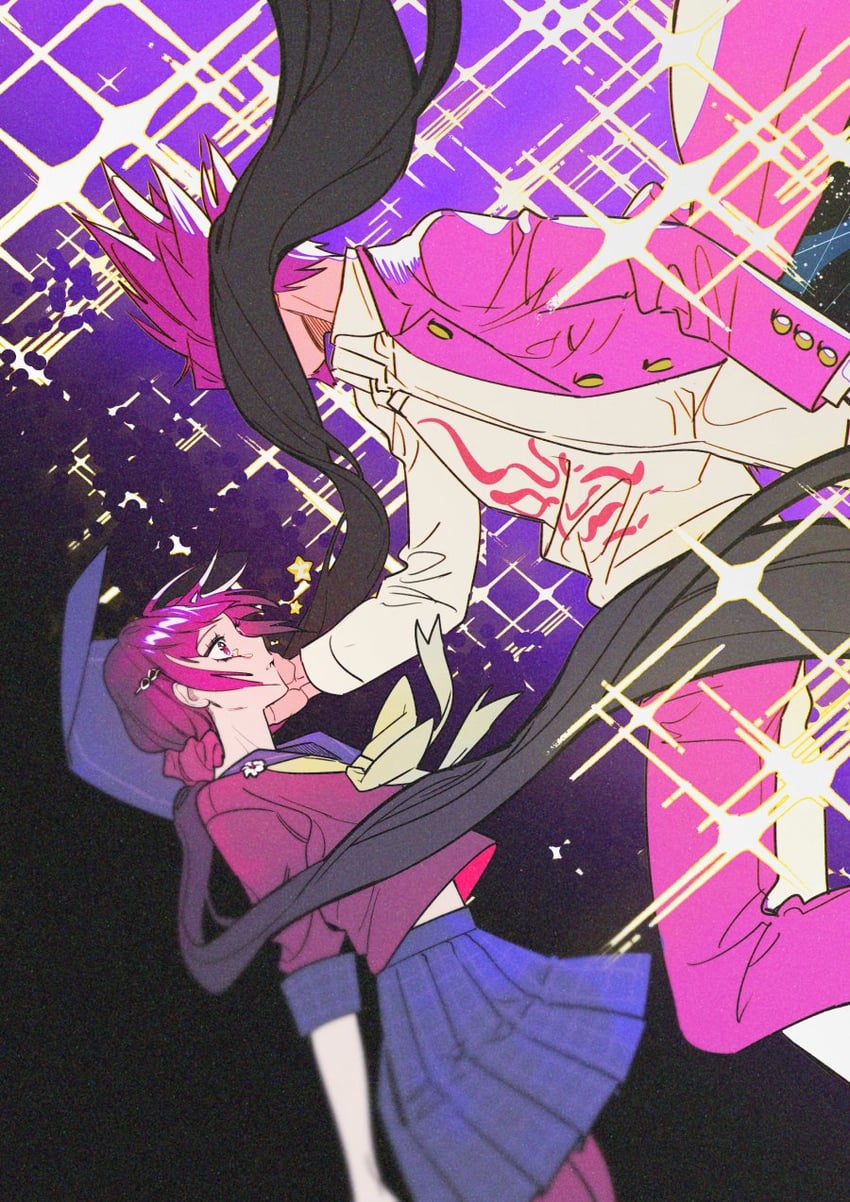 harukawa maki and momota kaito (danganronpa and 1 more) drawn by panghwi_(hyeon_sale)