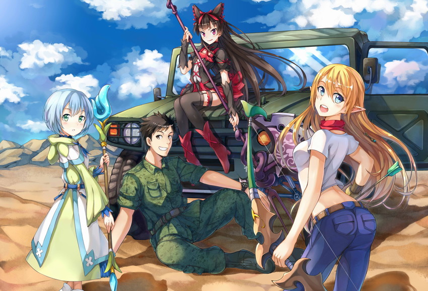 rory mercury, lelei la lalena, tuka luna marceau, and itami youji (gate - jieitai ka no chi nite kaku tatakaeri) drawn by hua-j