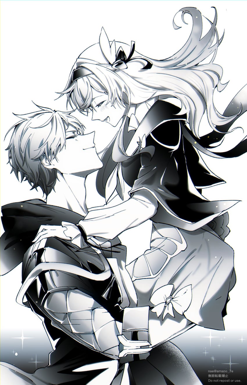 trailblazer, firefly, and caelus (honkai and 1 more) drawn by amano_nae