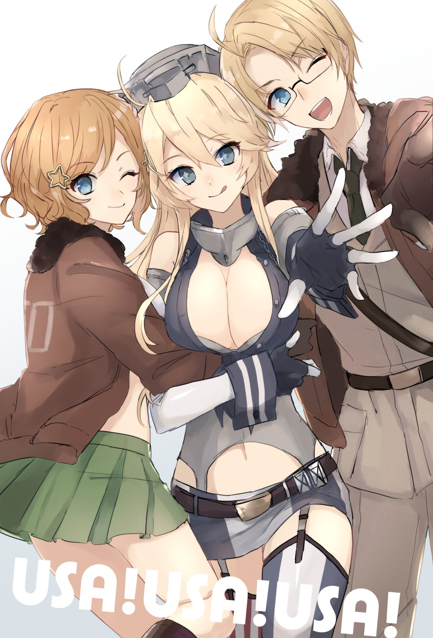 iowa and america (kantai collection and 1 more) drawn by furumachi_(_trisannkaku)