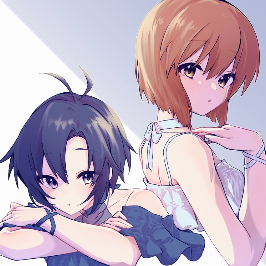 kikuchi makoto and hagiwara yukiho (idolmaster) drawn by ayuko_ammobium