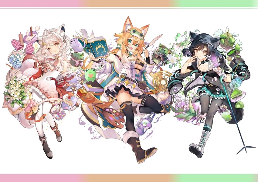 lily linglan, margaret, and shibasaki fuune (cloud horizon and 1 more) drawn by kaworu_(1030) and sibyl