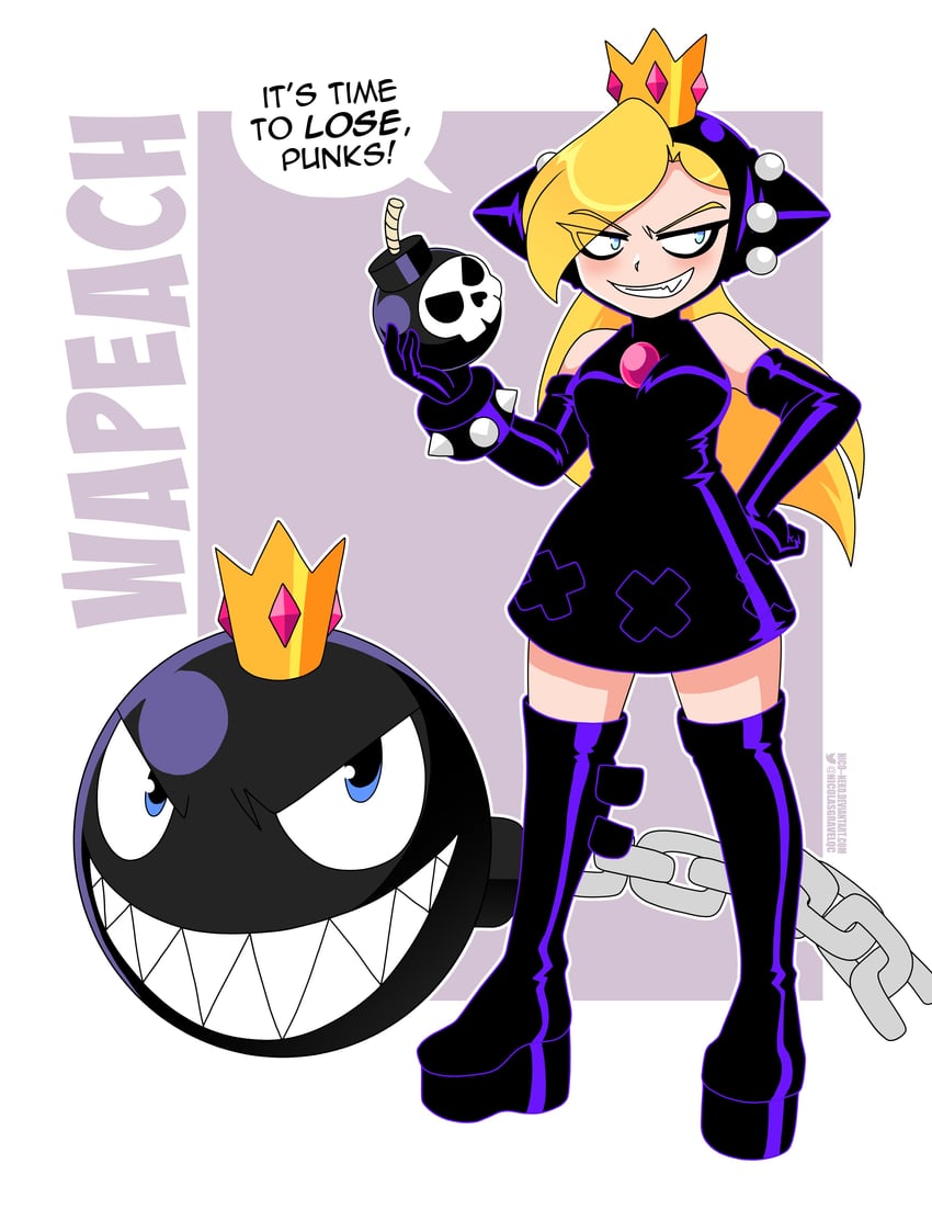 chain chomp and warupeach (mario and 2 more) drawn by nico-neko