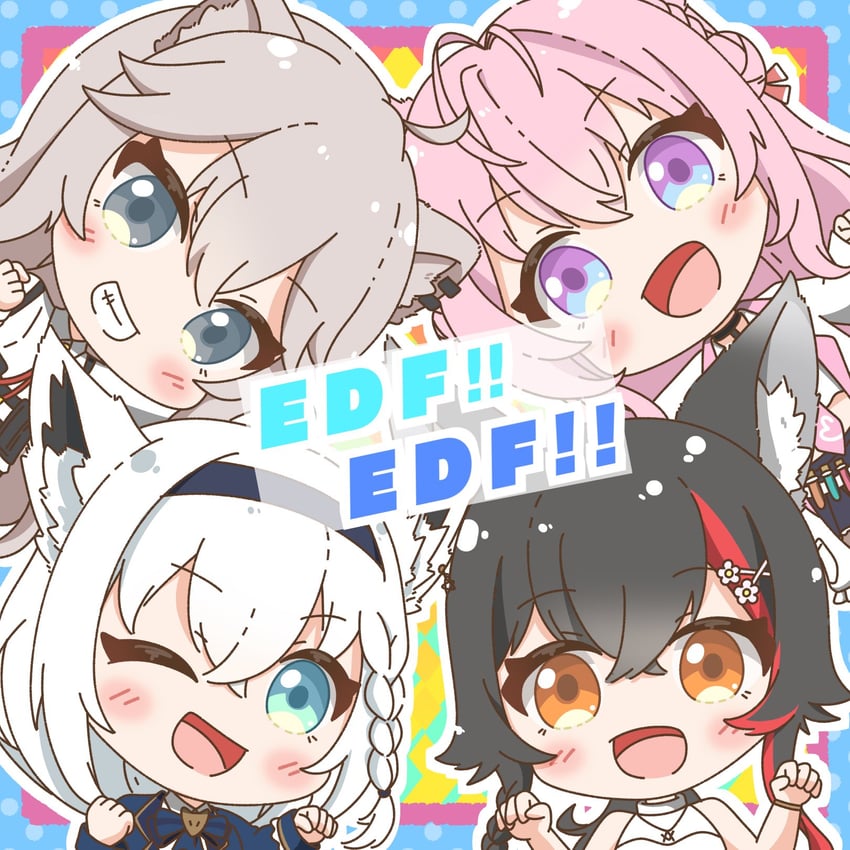 shirakami fubuki, ookami mio, shishiro botan, and hakui koyori (hololive) drawn by yogulppe