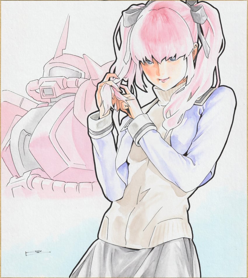 zaku ii, haman karn, and zaku ii s char custom (gundam and 1 more) drawn by ikeda_kazuhiro