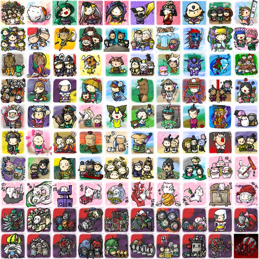 amaterasu, issun, ushiwakamaru, sakuya, okikurumi, and 27 more (ookami) drawn by yumaru_(marumarumaru)