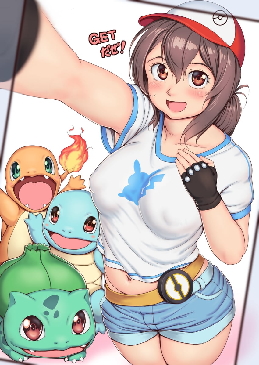 pikachu, bulbasaur, squirtle, charmander, and female protagonist (pokemon and 2 more) drawn by orizen