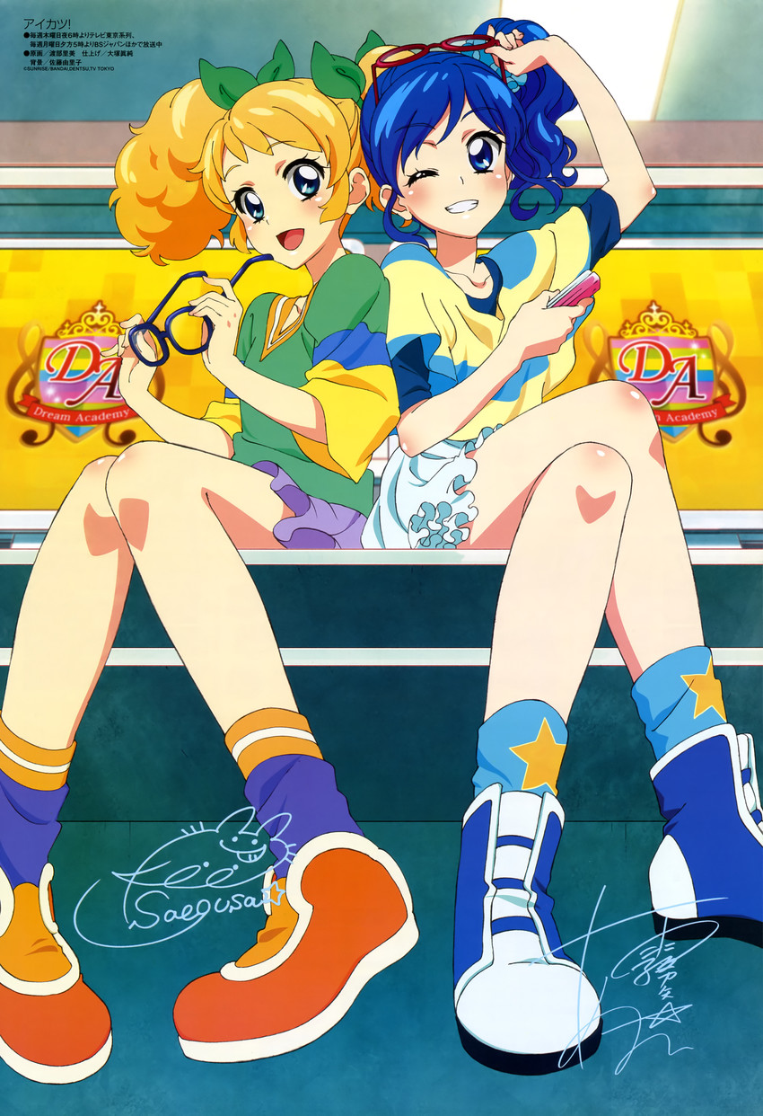 kiriya aoi and saegusa kii (aikatsu! and 1 more) drawn by watanabe_satomi