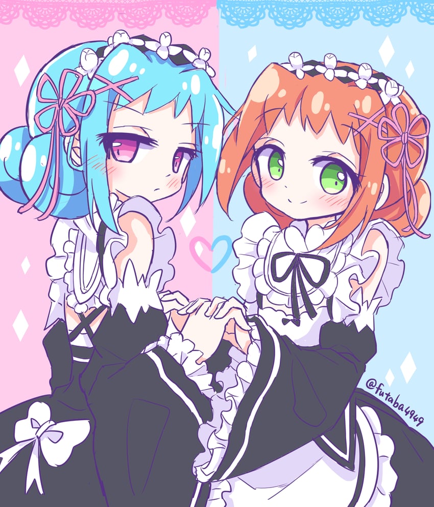 rem, ram, ally, and rafisol (re:zero kara hajimeru isekai seikatsu and 2 more) drawn by futaba969649