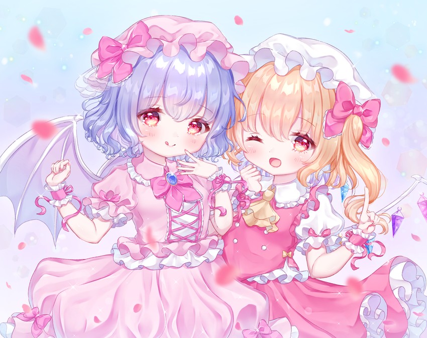 remilia scarlet and flandre scarlet (touhou) drawn by omochi_monaka