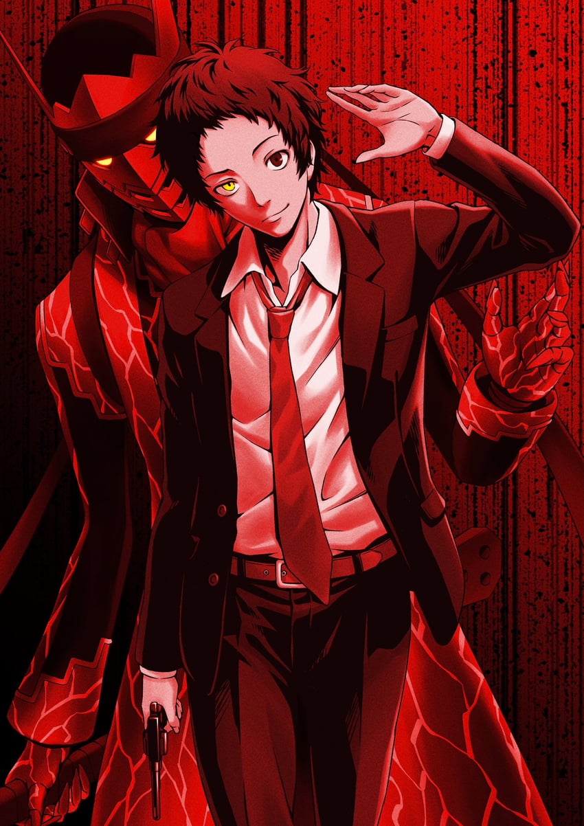 adachi tooru and magatsu izanagi (persona and 1 more) drawn by masatoshi_1219