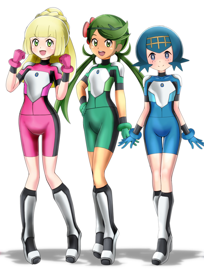 lillie, lana, and mallow (pokemon and 1 more) drawn by shoukin500