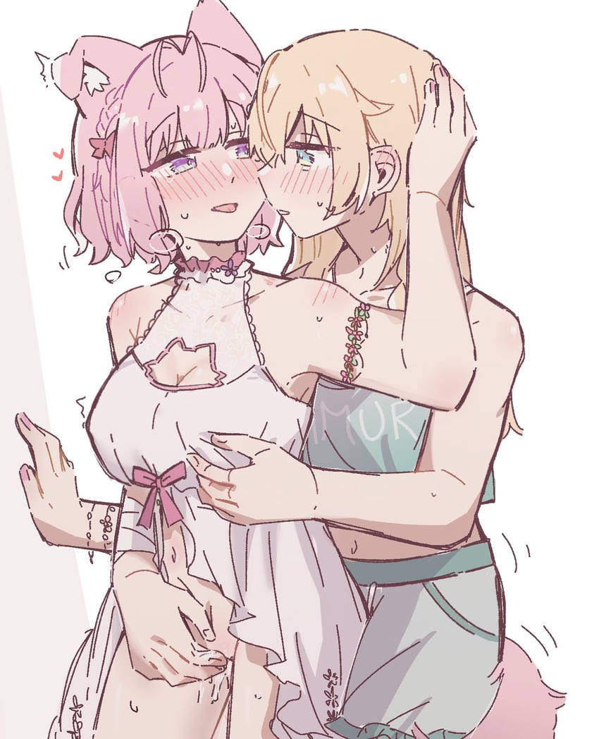 hakui koyori and kazama iroha (hololive) drawn by hzy_ka