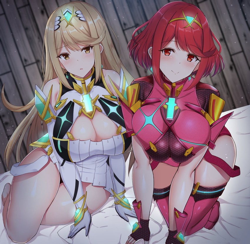 pyra and mythra (xenoblade chronicles and 1 more) drawn by noeomi