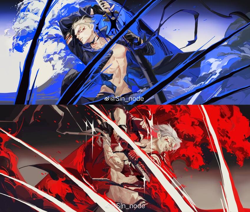 dante and vergil (devil may cry and 1 more) drawn by sin_node