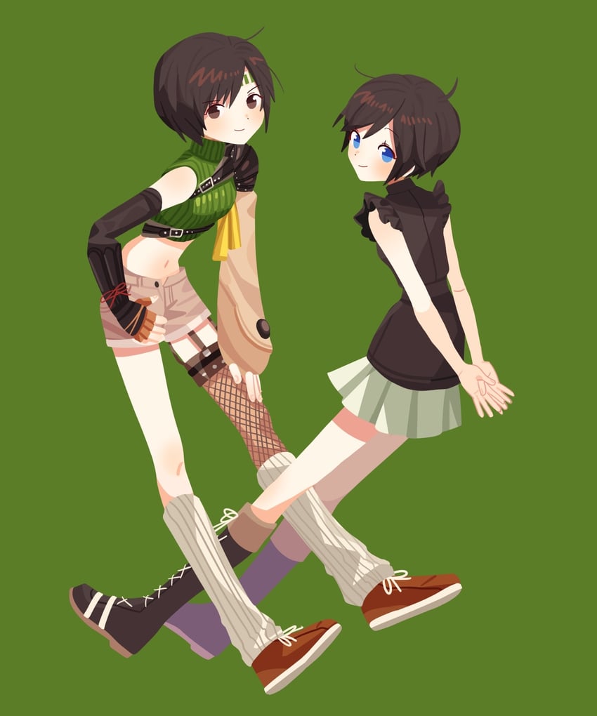 yuffie kisaragi and xion (final fantasy and 5 more) drawn by yomyompi
